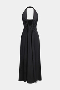 Amelia | Zwart Elegante Halterneck-Maxijurk – Tijdloze Avond-Elegantie