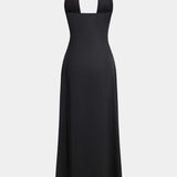 Amelia | Zwart Elegante Halterjurk – Tijdloze Avond-Elegantie