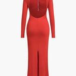 Clothilde | Elegante rugloze maxi-jurk met bloemen detail