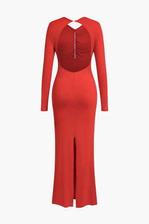 Clothilde | Elegante rugloze maxi-jurk met bloemen detail