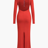 Clothilde | Elegante rugloze lange maxi-jurk met bloemdetaillering