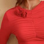 Clothilde | Elegante rugloze maxi-jurk met bloemen detail