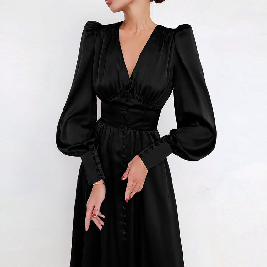 Myrthe-Mae™  Elegante Satijnen Midi-Jurk