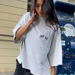 Oversized Dames T-Shirt in Grijs met Klein Logo-Print