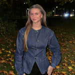 Dames-Denim-Set – Elegante Taillierte Jeansjack & High-Waist Wide-Leg Broek