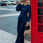 Dames-Denim-Set – Elegante Taillierte Jeansjack & High-Waist Wide-Leg Broek