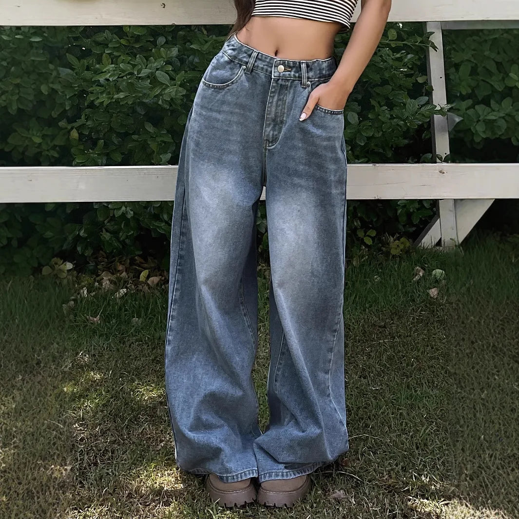 High waist wide leg jeans dames – trendy spijkerbroek in zwart & blauw
