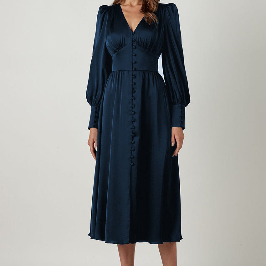 Myrthe-Mae™  Elegante Satijnen Midi-Jurk