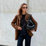Bruine Suède Blazer | Tijdloze Elegantie | Luxe Textuur