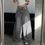 Baggy wide leg jeans dames – high waist oversized jeans in grijs, zwart & blauw
