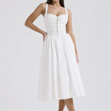 Elena | Luchtige Linnen Zomerjurk met Romantische Details