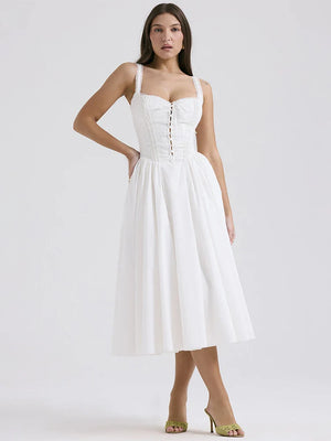 Elena | Luchtige Linnen Zomerjurk met Romantische Details