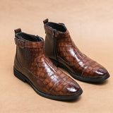 Ivo™ Luxe Croco-Patroon Heren Enkellaarzen