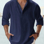 John | Luchtig Linnen Shirt met Henley-Kraag
