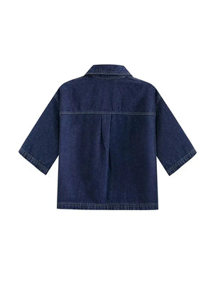 Dames-Denim-Set – Korte Mouwen Jeansjack & Asymmetrische Minirok
