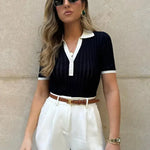 Laura | Stijlvol Strik Poloshirt met Kraag in Slim Fit