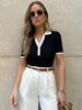 Laura | Stijlvol Strik Poloshirt met Kraag in Slim Fit