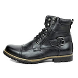 Gijs™ Robuuste Leren Herenboots met Gesp en Vetersluiting