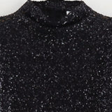 Schouder Gewatteerde Pailletten Mini Jurk – Statement Partyjurk met Luxe Sprankeling