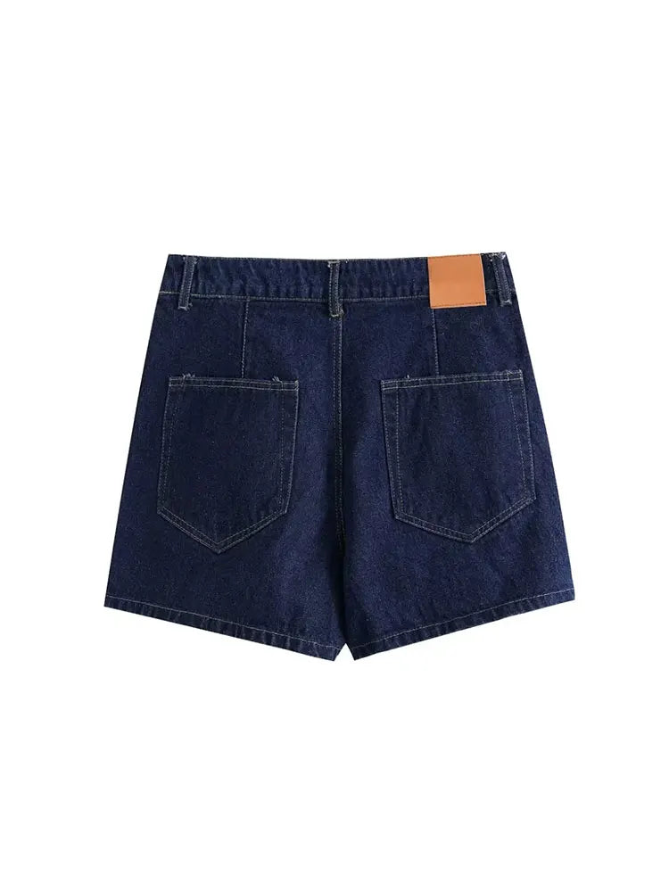Dames-Denim-Set – Korte Mouwen Jeansjack & Asymmetrische Minirok