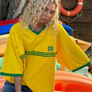 Oversized Dames T-Shirt in Retro Football-stijl met sportieve details