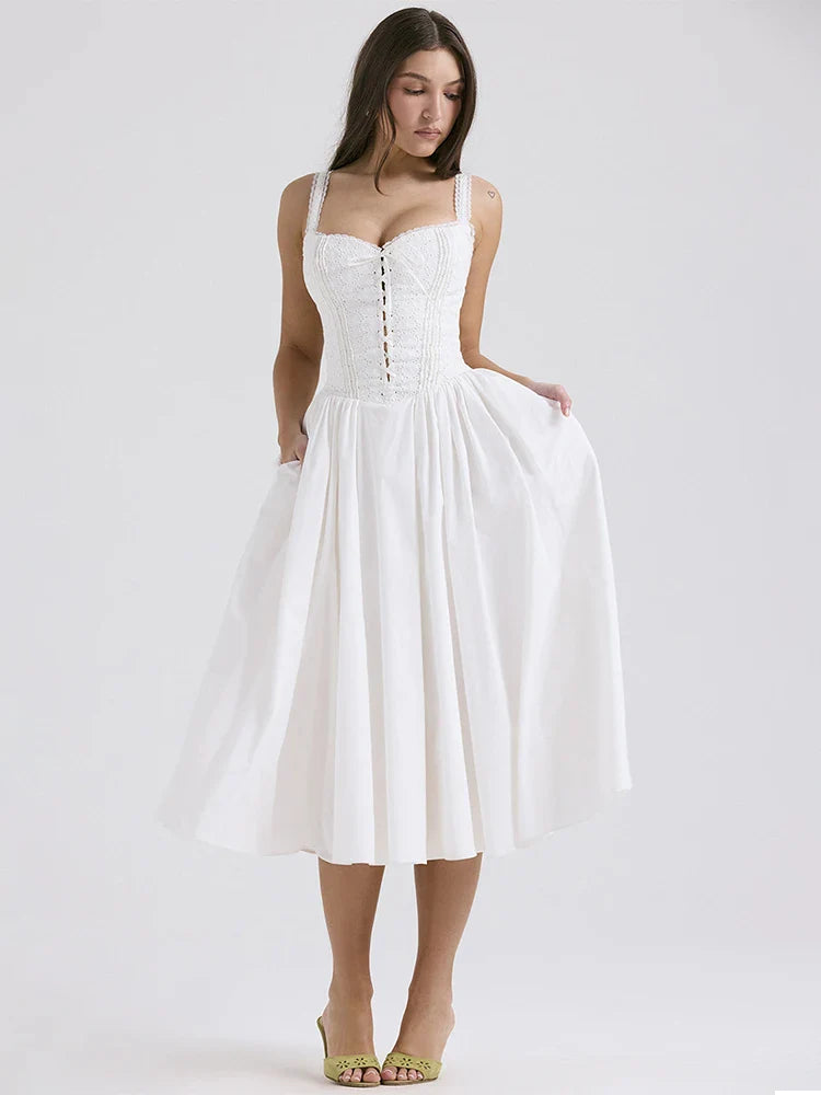 Elena | Luchtige Linnen Zomerjurk met Romantische Details