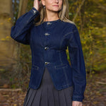Dames-Denim-Set – Elegante Taillierte Jeansjack & High-Waist Wide-Leg Broek