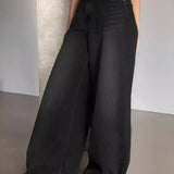 Baggy wide leg jeans dames – high waist oversized jeans in grijs, zwart & blauw