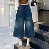Cropped Wide Jeans Dames | High Waist Wide Leg Denim | Vintage Look