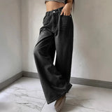 High waist wide leg jeans dames – trendy spijkerbroek in zwart & blauw