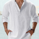 John | Luchtig Linnen Shirt met Henley-Kraag
