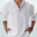 John | Luchtig Linnen Shirt met Henley-Kraag