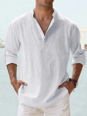 John | Luchtig Linnen Shirt met Henley-Kraag