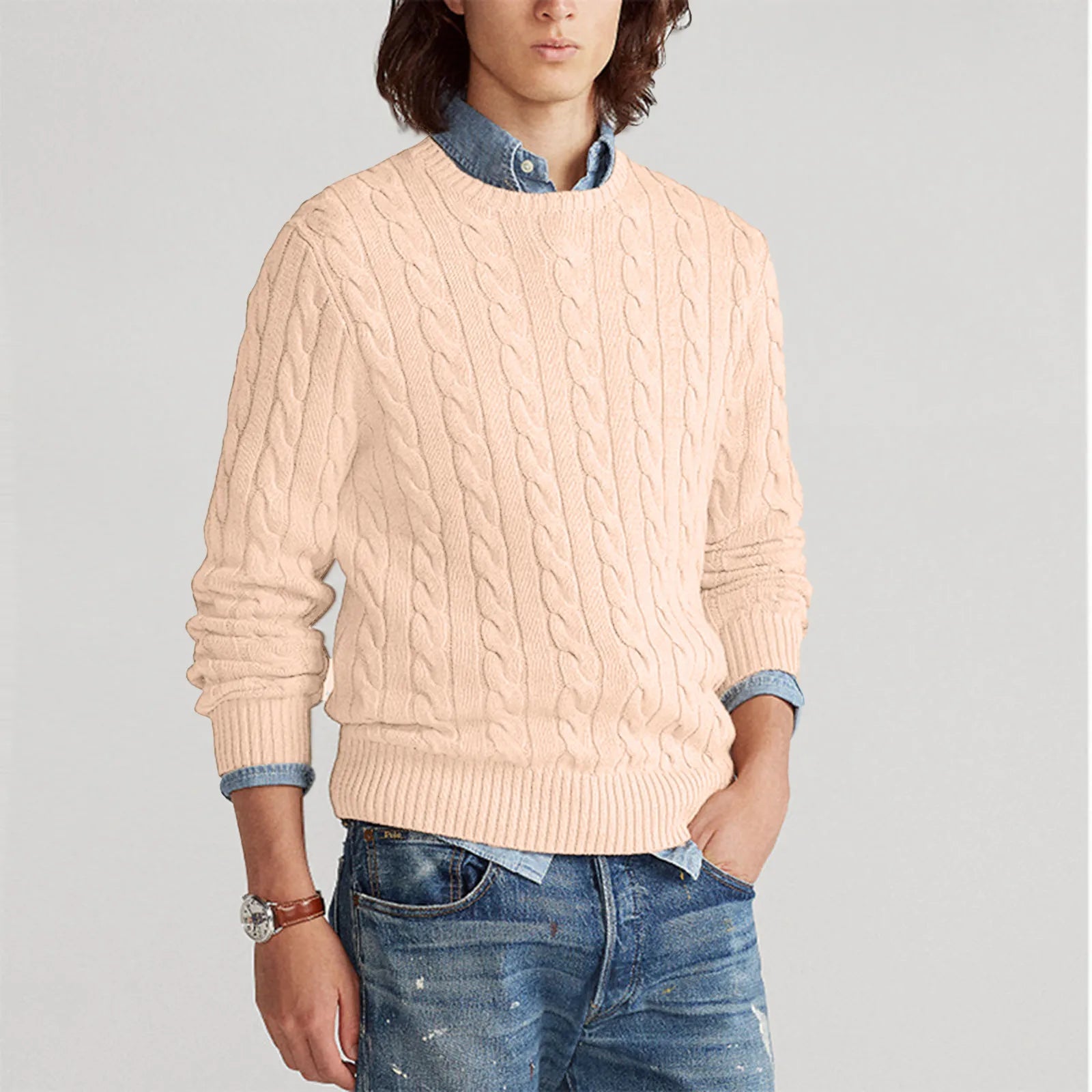 Heren Gebreide Sweater - Dikke Katoenen Trui