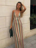 Boho Maxijurk met Retro Golfpatroon & Halter – Rugloos & Figuuraccentuerend