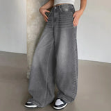 Baggy wide leg jeans dames – high waist oversized jeans in grijs, zwart & blauw