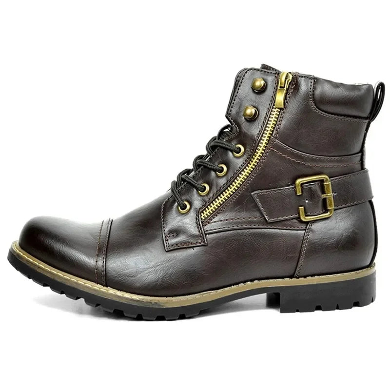 Gijs™ Robuuste Leren Herenboots met Gesp en Vetersluiting