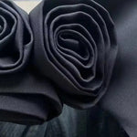 Emily | Zwarte Bustier-Minikleed met 3D Rozen-Detail & Cut-Out