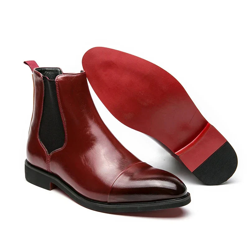 Edgar™ Glanzende Chelsea Boots met Rode Zool