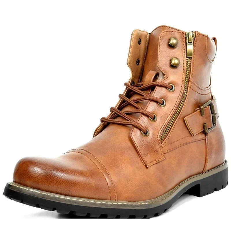 Gijs™ Robuuste Leren Herenboots met Gesp en Vetersluiting