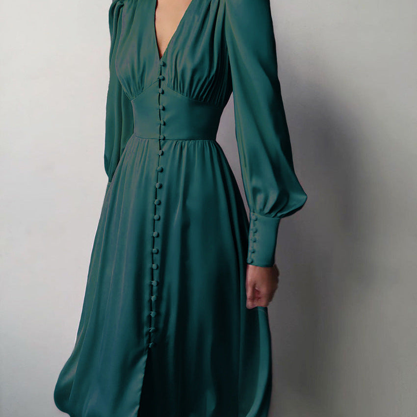 Myrthe-Mae™  Elegante Satijnen Midi-Jurk