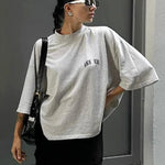 Oversized Dames T-Shirt in Grijs met Klein Logo-Print