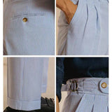 Yann | Taille hoge streepjesshorts met riem