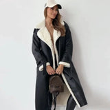 Luna | Lange klassieke jas met fleece voering en teddykragen