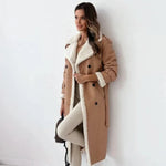 Luna | Lange klassieke jas met fleece voering en teddykragen