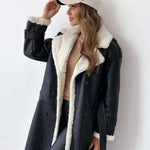 Luna | Lange klassieke jas met fleece voering en teddykragen