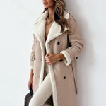 Luna | Lange klassieke jas met fleece voering en teddykragen