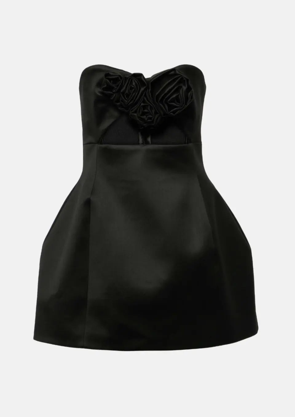 Emily | Zwarte Bustier-Minikleed met 3D Rozen-Detail & Cut-Out