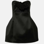 Emily | Zwarte Bustier-Minikleed met 3D Rozen-Detail & Cut-Out