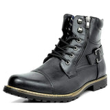 Gijs™ Robuuste Leren Herenboots met Gesp en Vetersluiting